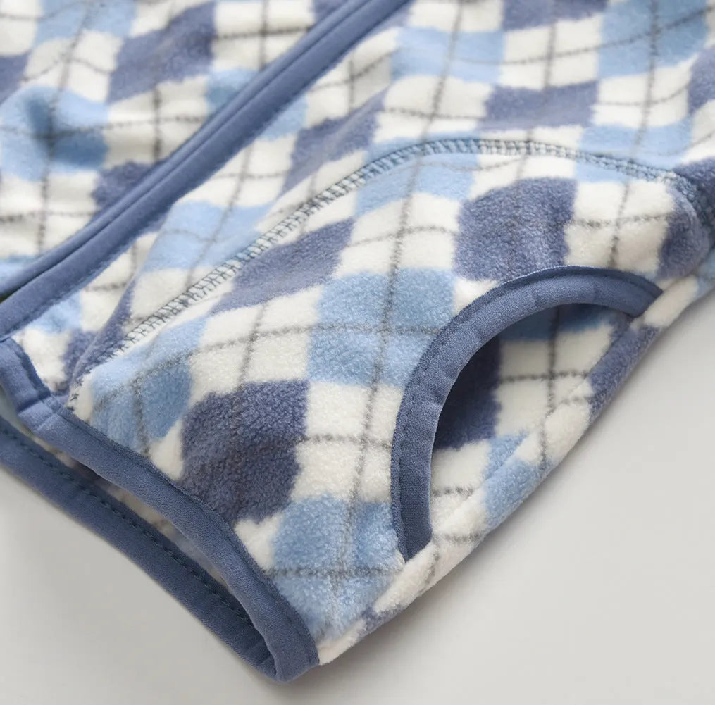 Garçons Polaire Veste Diamant Imprimer Zip Top - Enfance-Heureuse