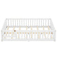 Full Size Bed Floor Bed With Safety Guardrails And Door For Kids, White - Enfance-Heureuse