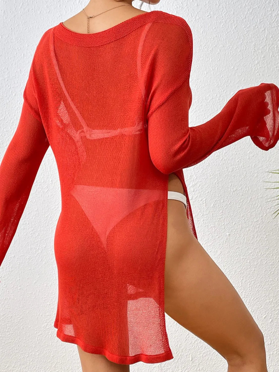 Round Neck Slit Cover-Up - Enfance-Heureuse