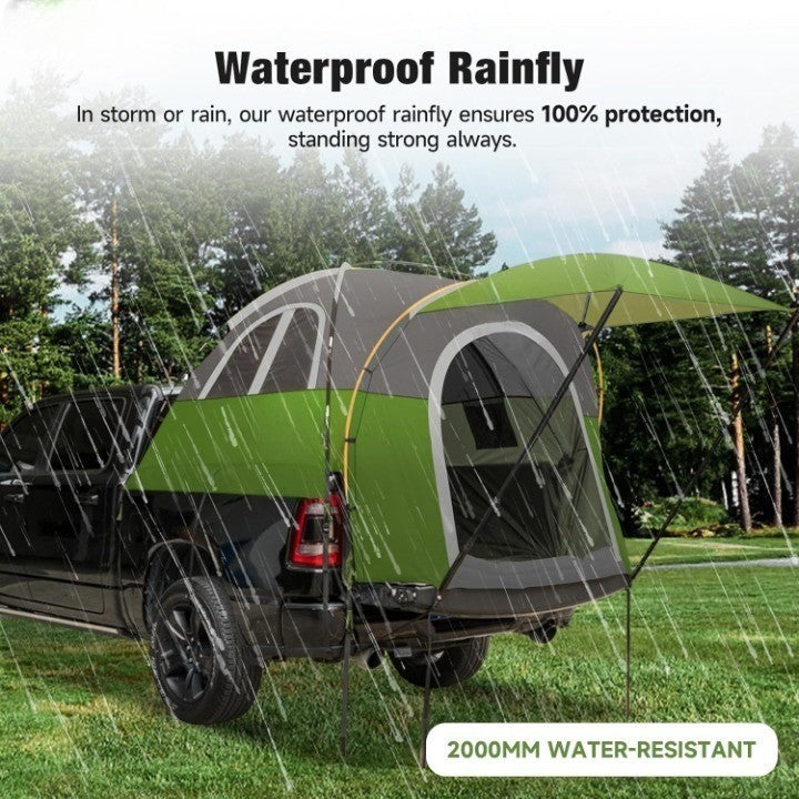 Truck Bed Tent With Awning, Fits 5.5-5.8FT Truck, PU3000mm Waterproof Tailgate Pickup Truck Tents, Easy Set-up For 2 Person, Fits Full Size Short Bed, Chevy, Dodge, Ford, GMC - Enfance-Heureuse