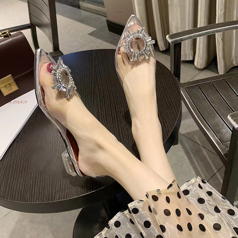 Autumn New Fashion Rhinestone Pointed Toe Stiletto Heel High Heels For Women - Enfance-Heureuse