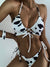 European And American Cow Print Halter Neck Lace-up Swimsuit - Enfance-Heureuse