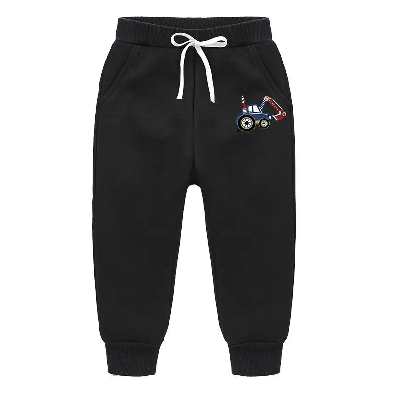 Backhoe Bulldozer Silver Fox Fleece Sweatpants Children's Clothing - Enfance-Heureuse