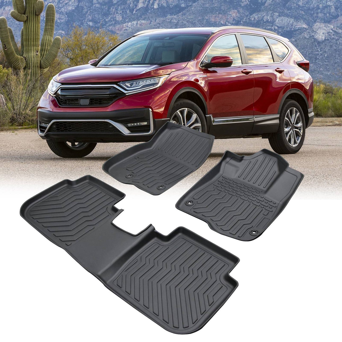 Car Floor Mats For 2023 CRV Hybrid Black All-Weather TPE Rubber Car Mats - Enfance-Heureuse
