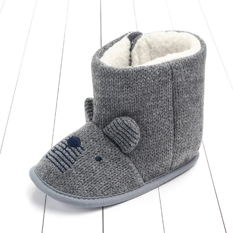 Bébé Laine Chaussures En Coton Chaud, Hiver Chaud Haut-dessus Chaussures - Enfance-Heureuse