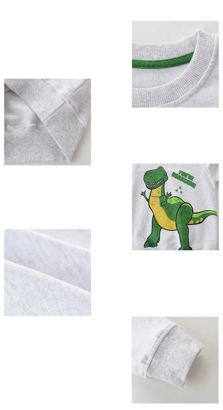 Sweat-shirt dinosaure imprimé en coton à manches longues pour garçons - Enfance-Heureuse