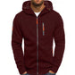 Men's Casual Zipper Hooded Sweater Solid Color Sports Fitness Jackets Cardigan - Enfance-Heureuse