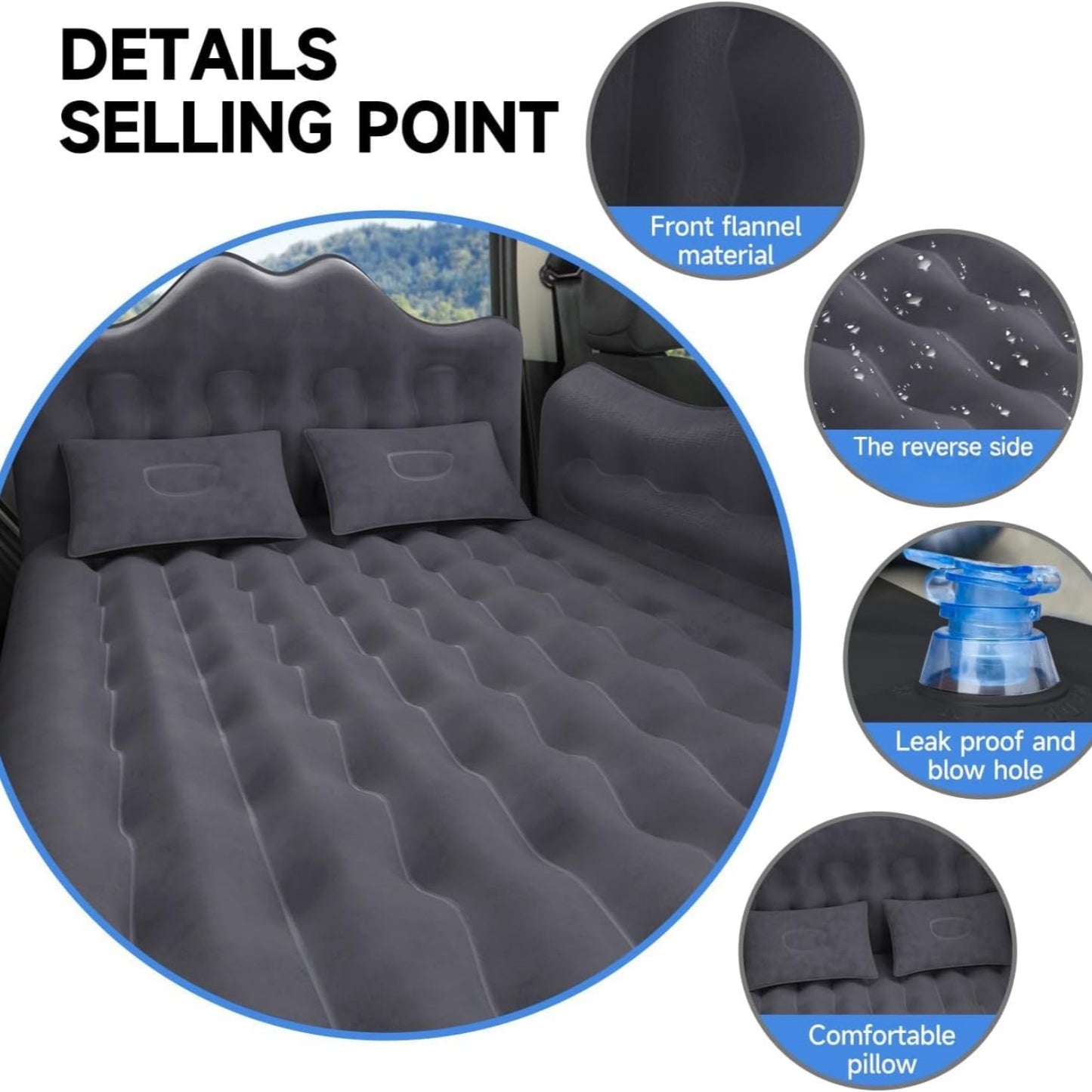 Car Air Mattress, Inflatable SUV Truck Air Mattress Back Seat Camping Bed Thickened Car Sleeping Pad For Travel, Car Bed SUV Mattress With 2 Pillows - Enfance-Heureuse