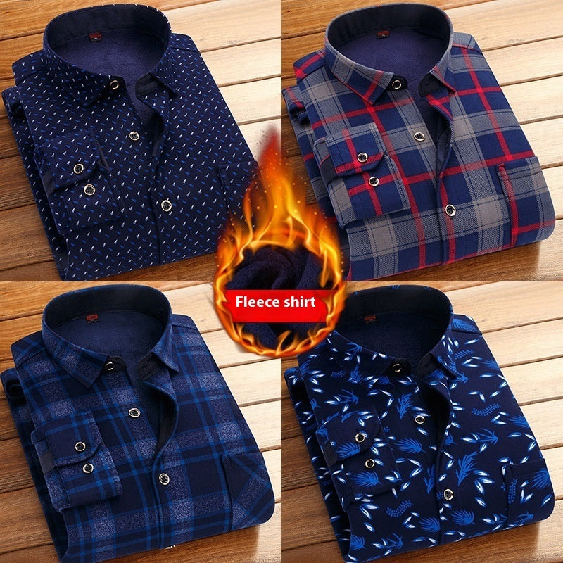 Thickened Velvet Padded Shirt Thermal Plaid - Enfance-Heureuse