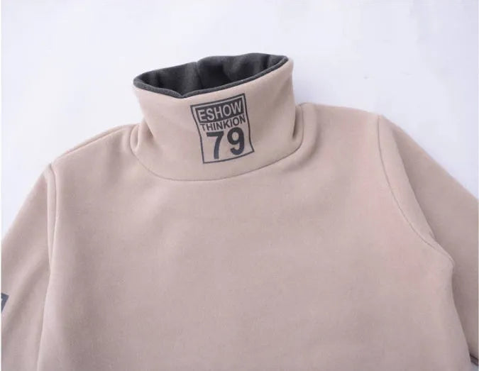 Winter Long-sleeved T-shirt Children High Neck Sweater - Enfance-Heureuse