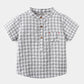 Children's Cotton Blue Short-sleeved Shirt Fashion Casual Short-sleeved Plaid Shirt - Enfance-Heureuse