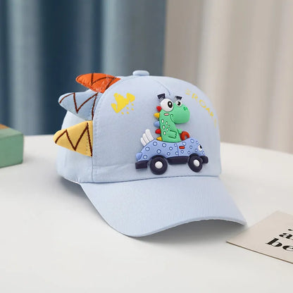 Dinosaur Car Peaked Cap Korean Style Boys And Girls Embroidery - Enfance-Heureuse