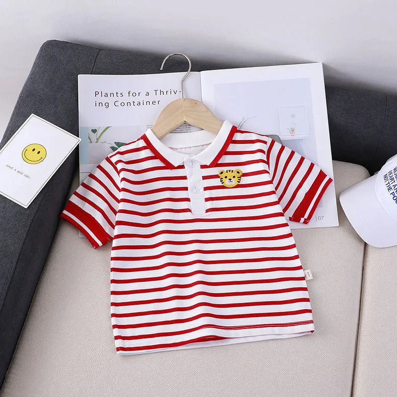 Big Kids' Striped Tops In Summer Bottoming Shirts - Enfance-Heureuse
