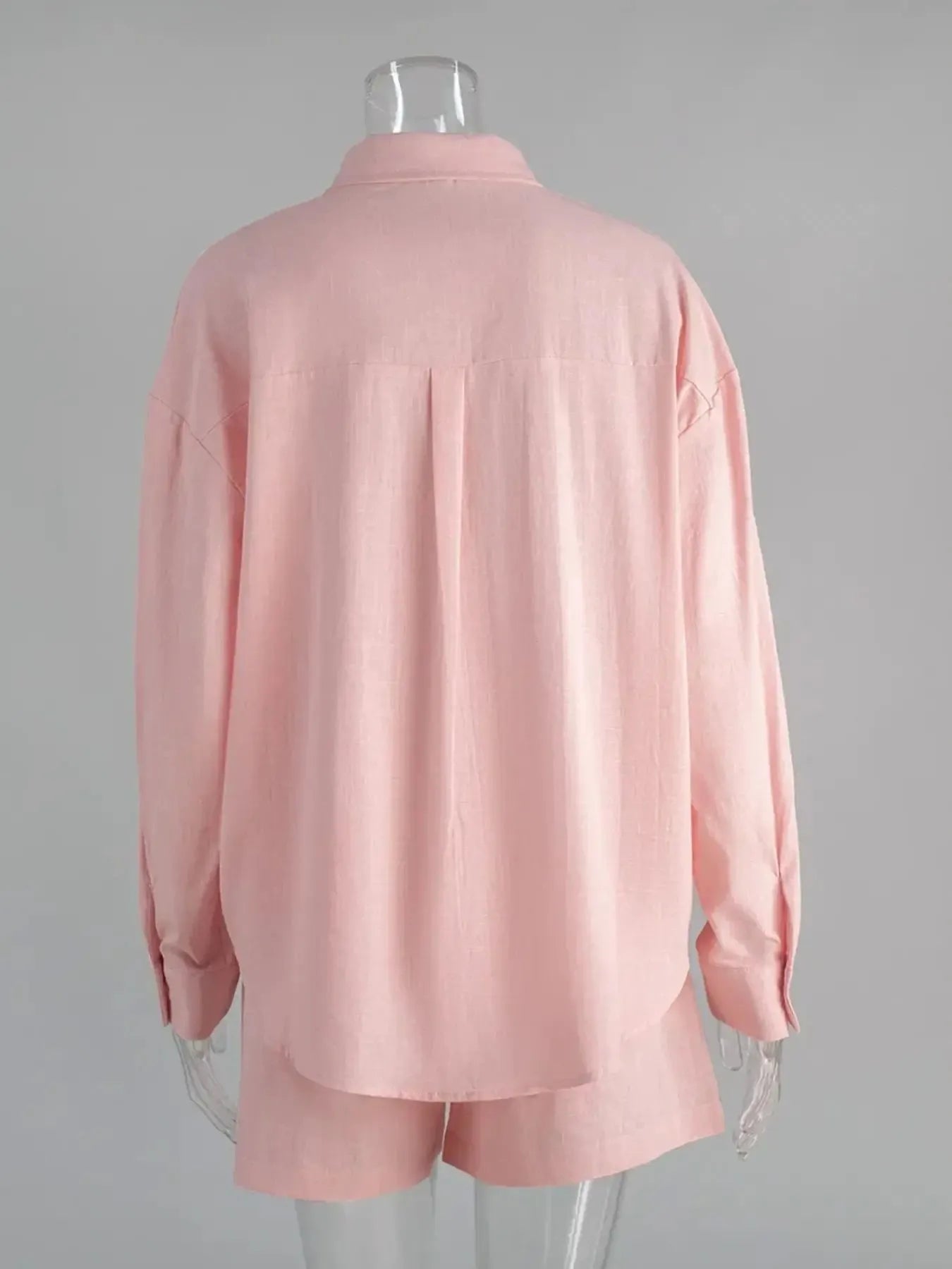 Button Up Long Sleeve Shirt and Shorts Set - Enfance-Heureuse