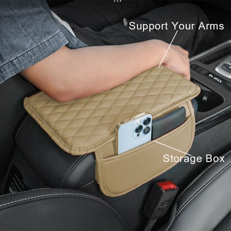 Car Armrest Box Reinforced Pad With Side Storage Bag - Enfance-Heureuse