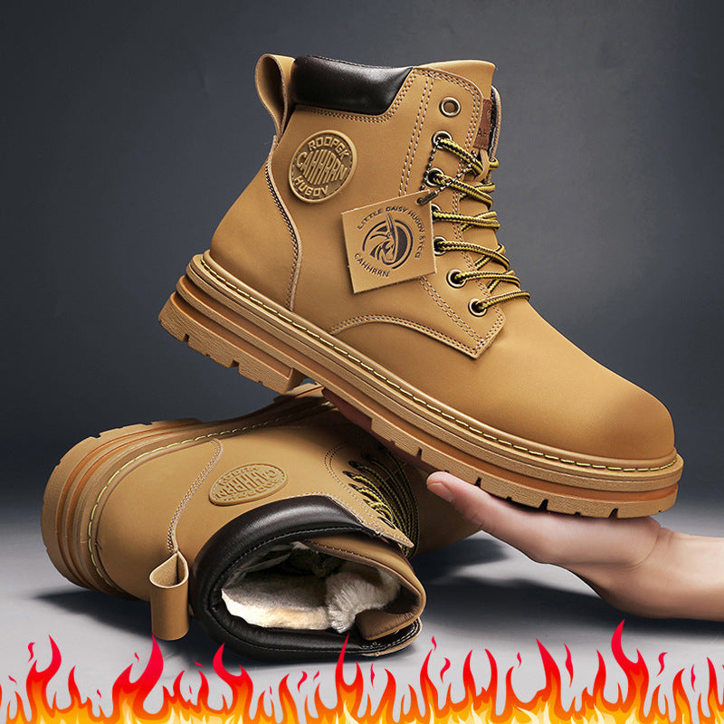 Men's Fashion Seven-hole Fleece-lined Durable Wear-resistant Overalls Boots - Enfance-Heureuse