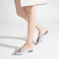 Code embroidery tipped a pedal lazy low heel women's slippers - Enfance-Heureuse
