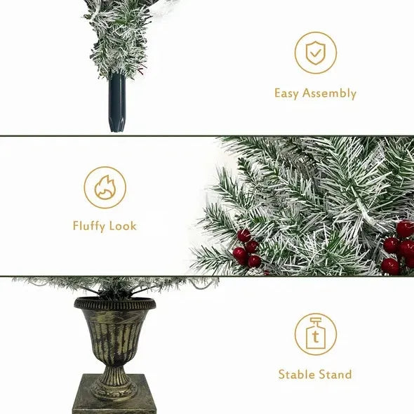 Pre-lit Xmas Tree Artificial Christmas 4-Piece Set,Garland, Wreath And Set Of 2 Entrance Trees X-mas - Enfance-Heureuse