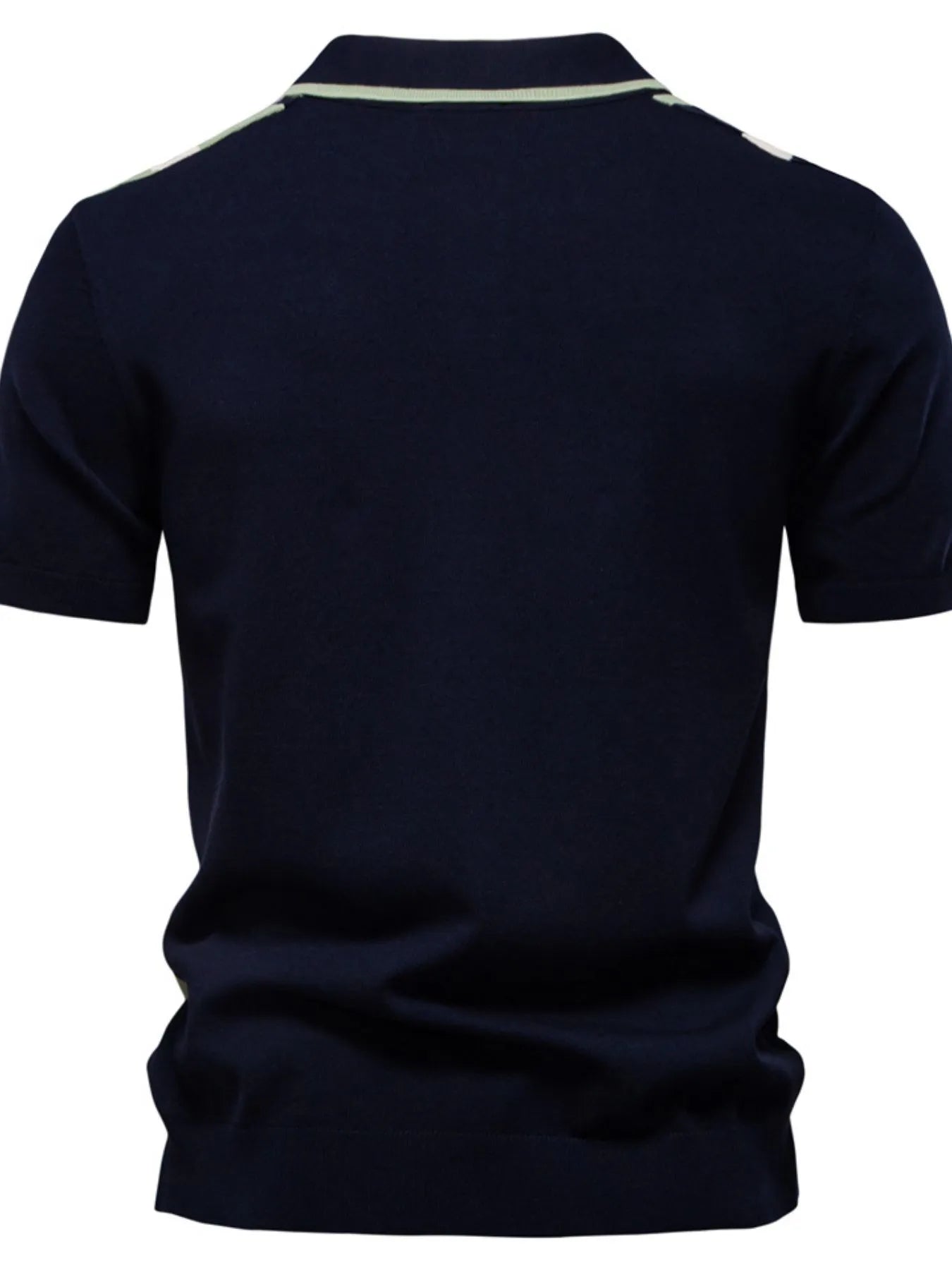 Men's Color Block Striped Knit Polo Shirt - Enfance-Heureuse