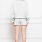 Round Neck Long Sleeve Sweatshirt and Drawstring Shorts Set - Enfance-Heureuse