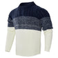 Men's Casual Color Block Long Sleeve Cable Knit Pullover Sweater - Enfance-Heureuse