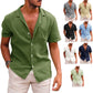 Men's Tops Casual Button Down Shirt Short Sleeve Beach Shirt Summer Mens Clothing - Enfance-Heureuse