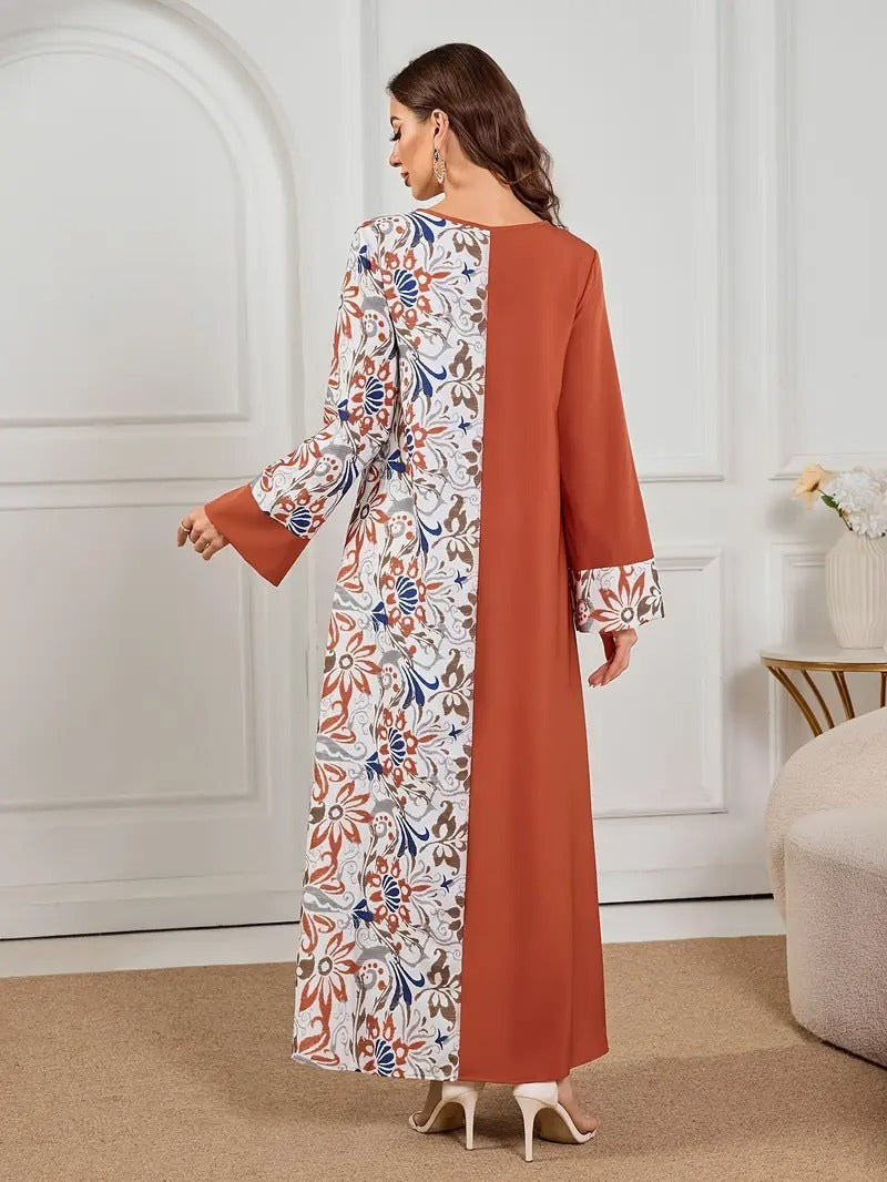 Women's Printed Long Skirt - Polyester Fiber, Machine Washable, Opaque - Enfance-Heureuse