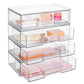12.1in 30.7cm W Clear Stackable Storage Drawers,2 Pack Acrylic Plastic Organizers Bins For Makeup Palettes, Cosmetics, And Beauty Supplies,Ideal For Vanity, Bathroom,Cabinet,Desk Organization - Enfance-Heureuse