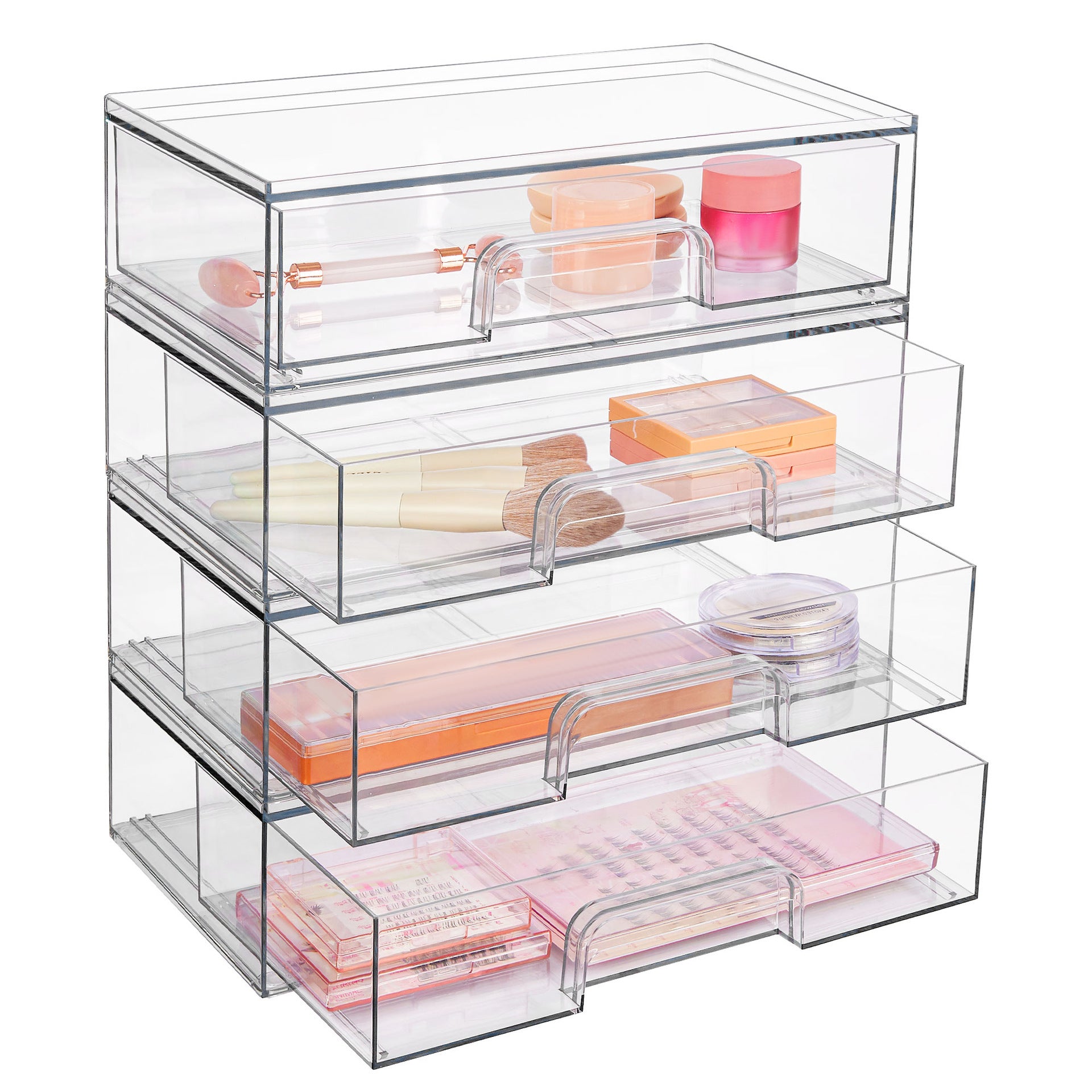 12.1in 30.7cm W Clear Stackable Storage Drawers,2 Pack Acrylic Plastic Organizers Bins For Makeup Palettes, Cosmetics, And Beauty Supplies,Ideal For Vanity, Bathroom,Cabinet,Desk Organization - Enfance-Heureuse