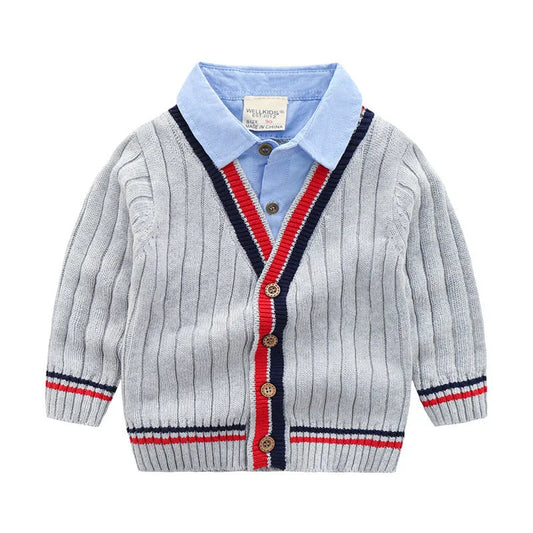 Baby fake two-piece sweater boy knitting - Enfance-Heureuse