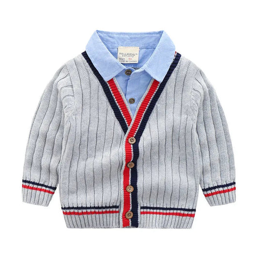 Pull faux deux pièces pour bébé garçon en tricot