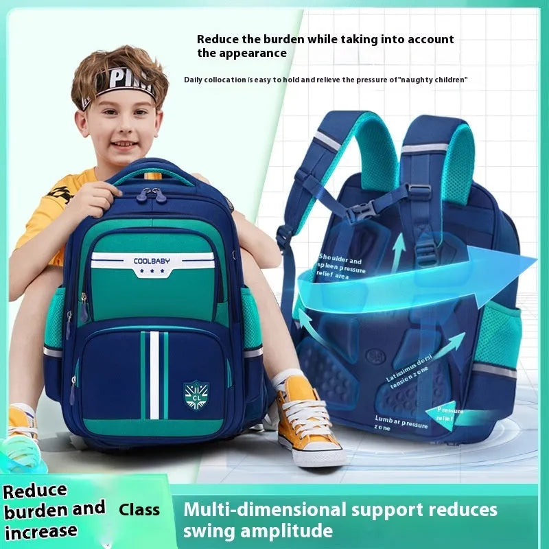 New Primary School Student Schoolbag 1-3-6 Grade Backpack Interlayer Waterproof Large Capacity Boys And Girls - Enfance-Heureuse