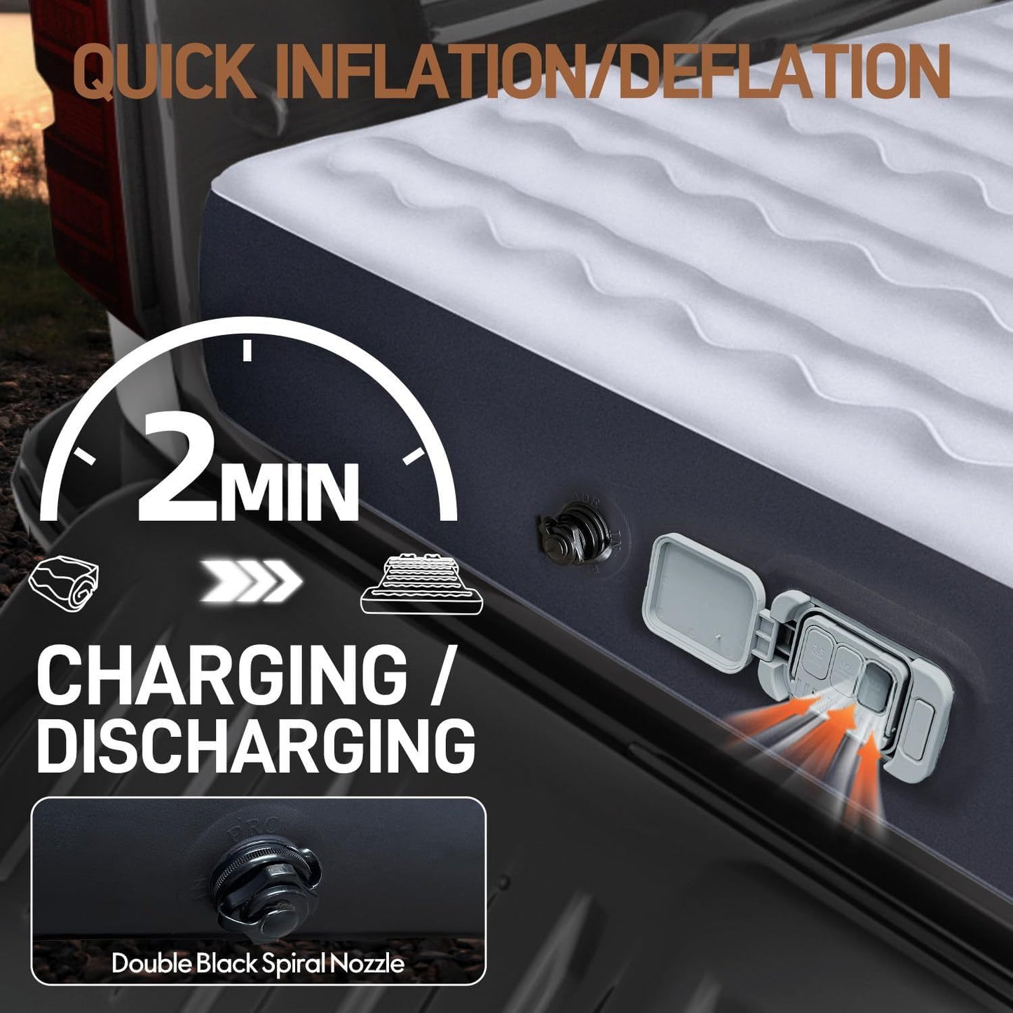 Truck Bed Air Mattress For 5.5-5.8ft Short Beds, Easily Inflates And Deflates With Built-In Rechargeable Air Pump Camping Bed Outdoor Mattress - Enfance-Heureuse