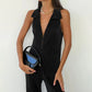 Casual Solid Color Sleeveless Shirt High Waist Trousers Pleated Suit - Enfance-Heureuse