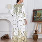 Elegant Flower Diamond Robe Dress - Women's Long Sleeve Round Neck Long Dress - Enfance-Heureuse
