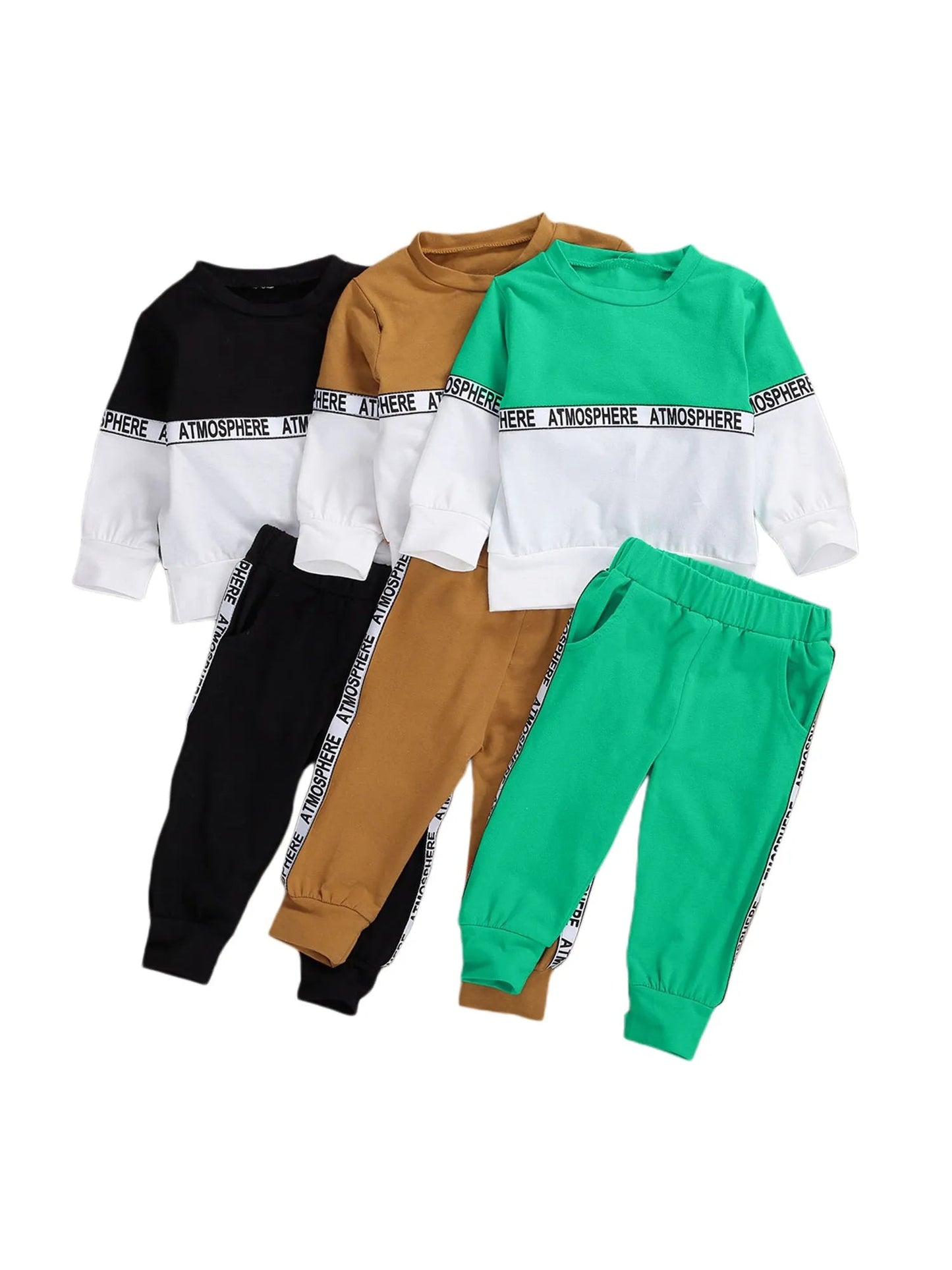 Vêtements pour garçons Costume à manches longues Lettre Personnalité Rond Couleur unie Pantalon extensible