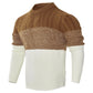 Men's Casual Color Block Long Sleeve Cable Knit Pullover Sweater - Enfance-Heureuse
