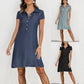 Split Pocket Large Swing Skirt Plus Size Casual Denim Dress - Enfance-Heureuse