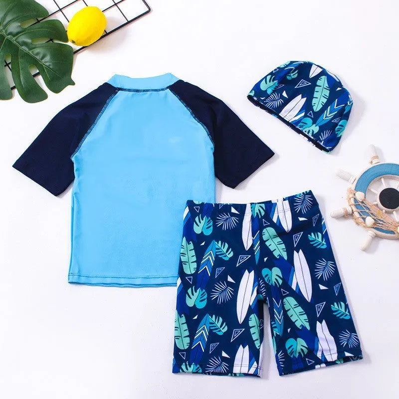 Boys' Two-piece Dinosaur Swimsuit For Middle And Big Children Sunscreen Swimwear - Enfance-Heureuse