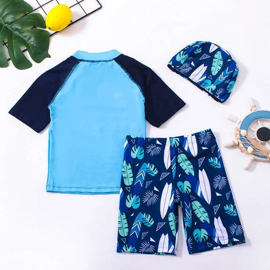 Boys' Two-piece Dinosaur Swimsuit For Middle And Big Children Sunscreen Swimwear - Enfance-Heureuse