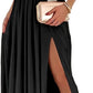 Women's One Shoulder High Split Cutout Sleeveless Elegant Sexy Cocktail Maxi Dress - Enfance-Heureuse