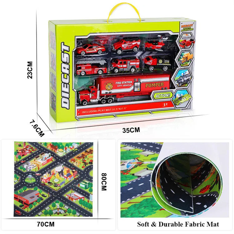 Mini Racing Toy Alloy Engineering Car Parking Lot Scene Game Mat Carpet - Enfance-Heureuse