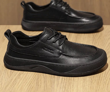 Chaussures décontractées en cuir marron rétro britannique à gros orteils