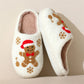 Christmas Snowflake Gingerbread Slippers Winter Indoor Non-slip Floor Bedroom Fuzzy House Shoes For Women Home Slippers - Enfance-Heureuse