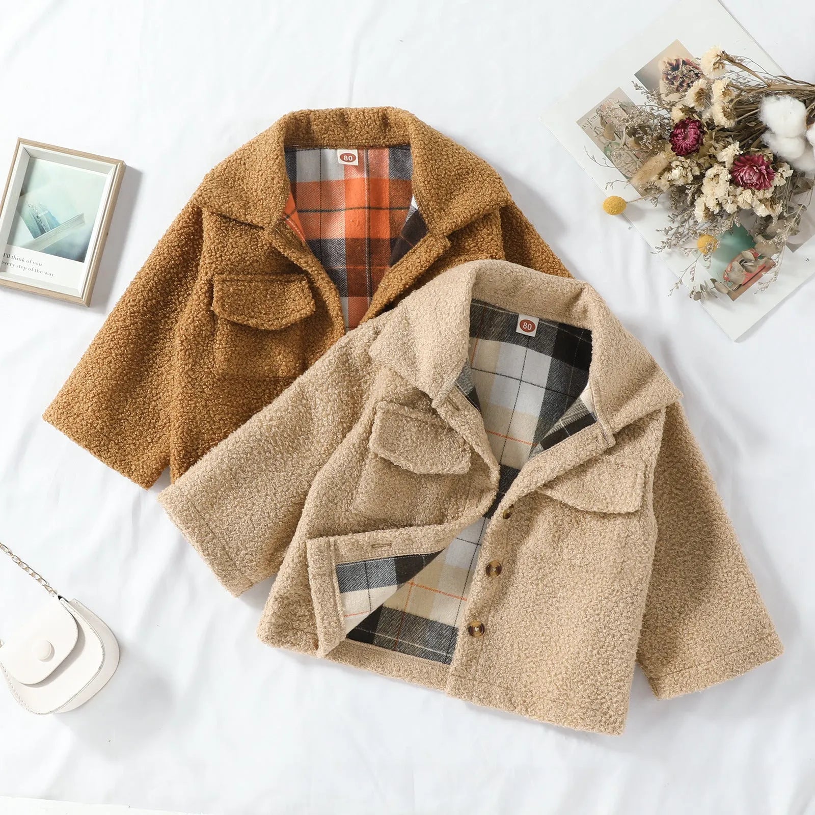 Autumn New Plush Plaid Reversible Coat - Enfance-Heureuse