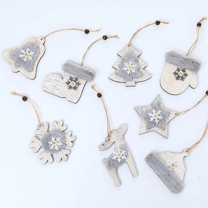 Christmas Tree Wooden Plush Decoration Pendant - Enfance-Heureuse