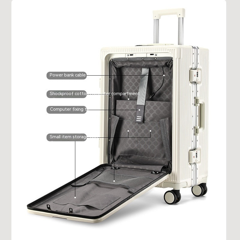 Trolley Aluminum Frame Large Capacity Front Opening Luggage - Enfance-Heureuse