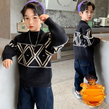 Boys Hedging Winter New Style Foreign Mink Fleece Sweater - Enfance-Heureuse