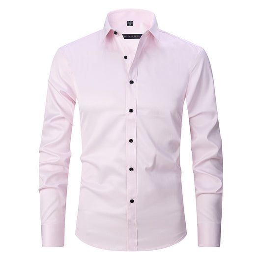 Men's Stretch Shirt Long Sleeve Non-ironing Slim Fit - Enfance-Heureuse