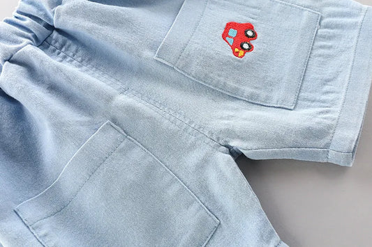 Boys' Summer Short Sleeve Korean Style Lapel Polo Shirt - Enfance-Heureuse